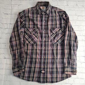 Dickies Mens Plaid Flannel‎ Long Sleeve Button Up Shirt Small Multicolor Flawed